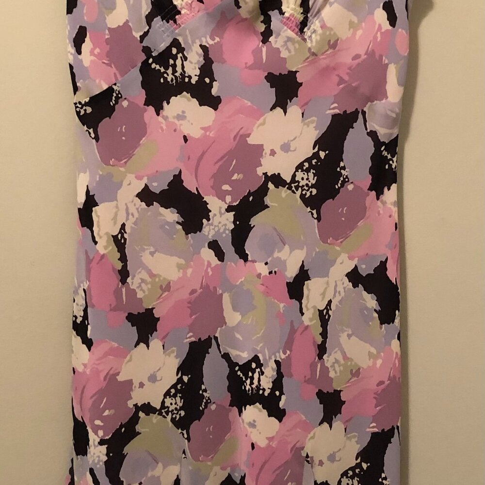 Ann Taylor Women's Vintage Floral Lining Silk Dress V-neck Short Sleeves Size 6